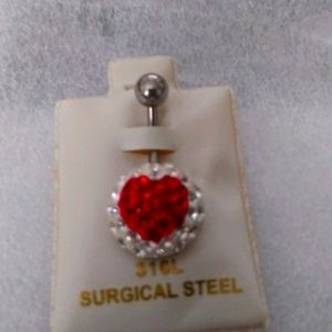 Heart diamond belly button ring